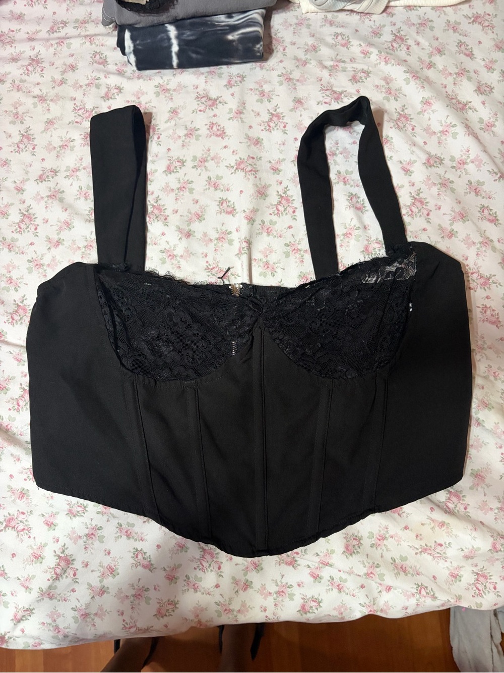 Women’s Black Lace Bustier Crop Top